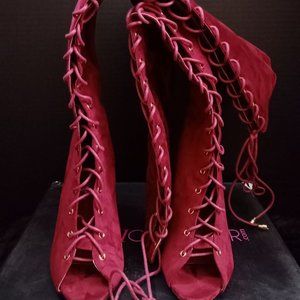 Burgundy Knee Length Boots